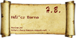 Hécz Barna névjegykártya