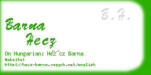 barna hecz business card